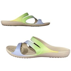 Crocs Kadee II Graphic Sandals Women's 7 Ombre Green Blue Z-Strap